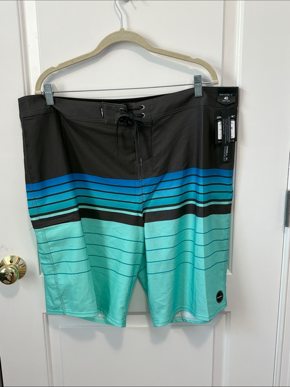 O'Neill Black Teal & Blue Gradient Stripe Men's Boardshorts